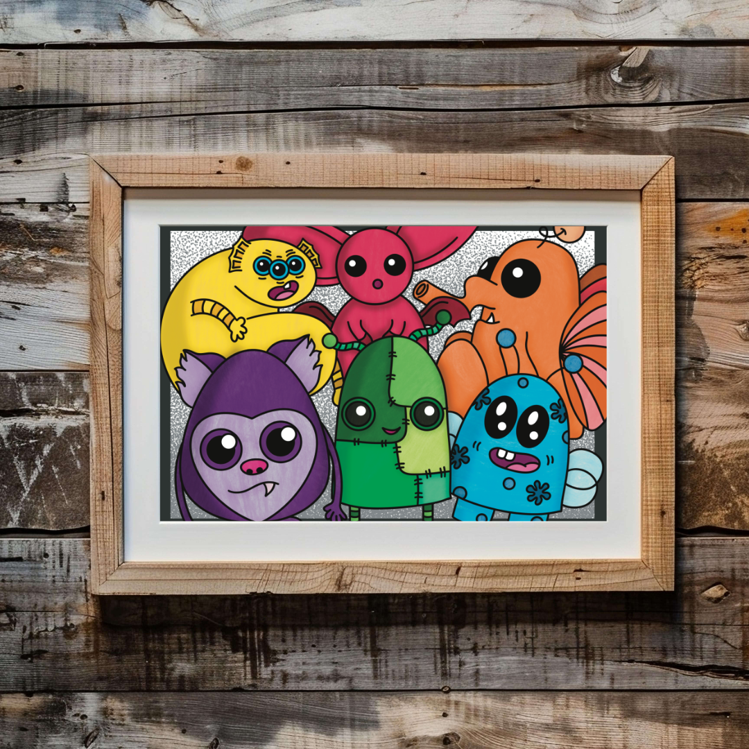 Colourful Monster Collection Print