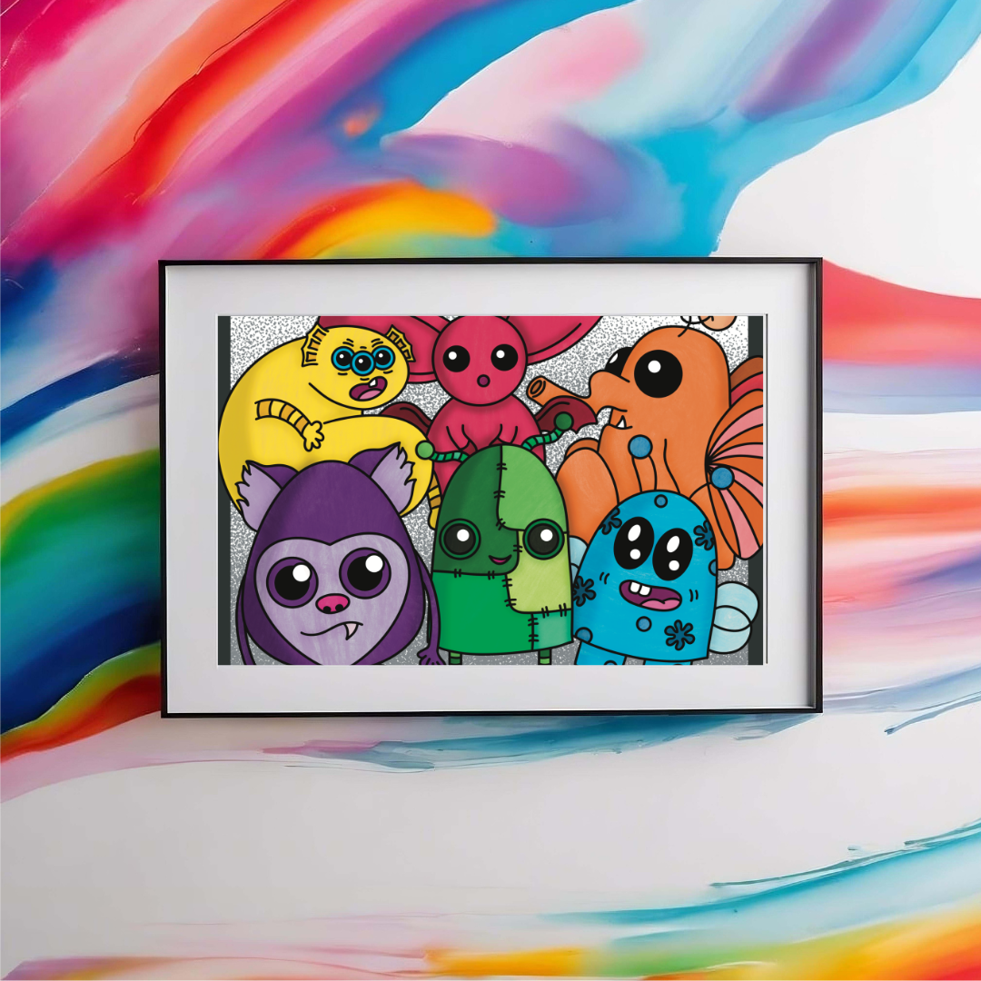 Colourful Monster Collection Print