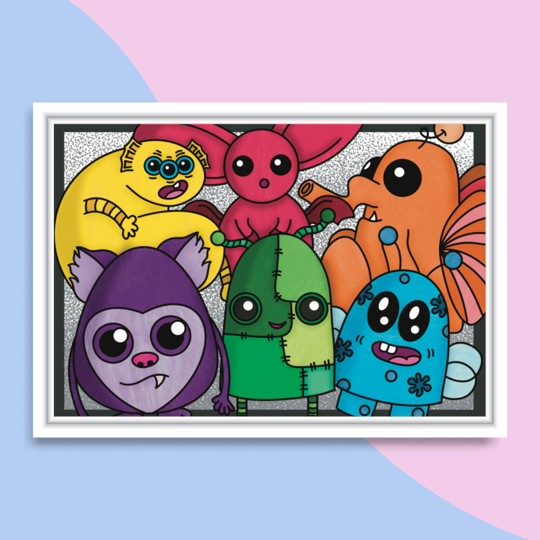 Colourful Monster Collection Print