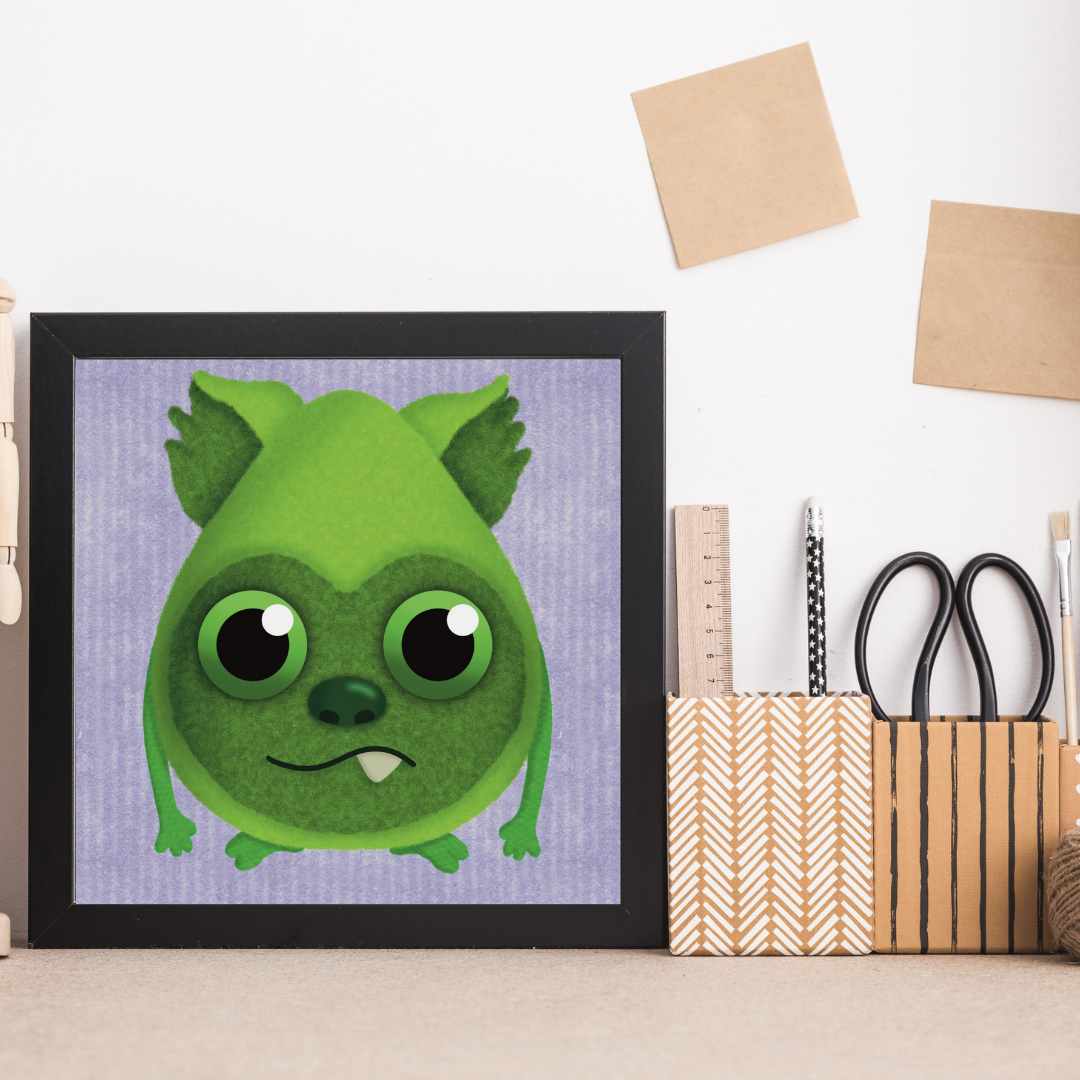 Green Fang Monster Print