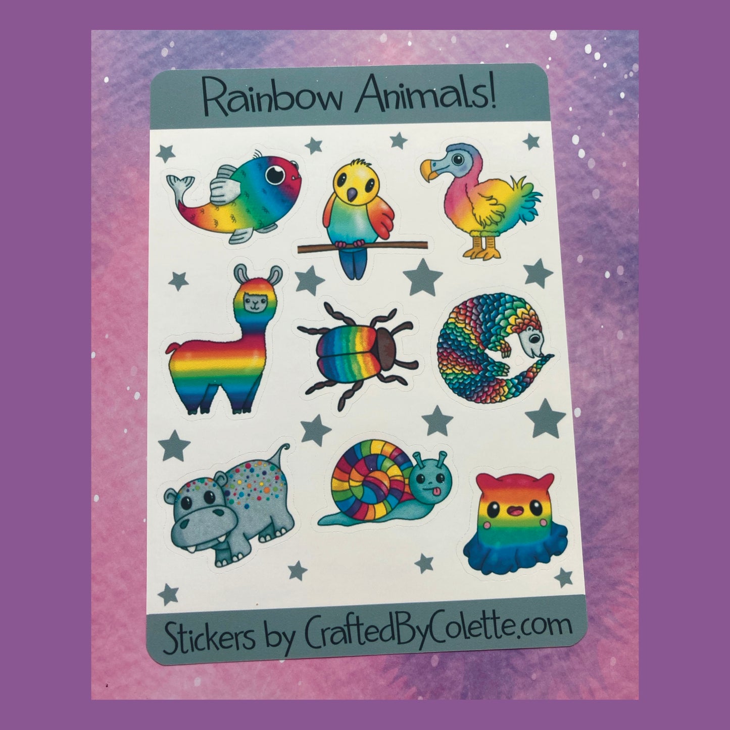 Rainbow Animals Sticker Sheet