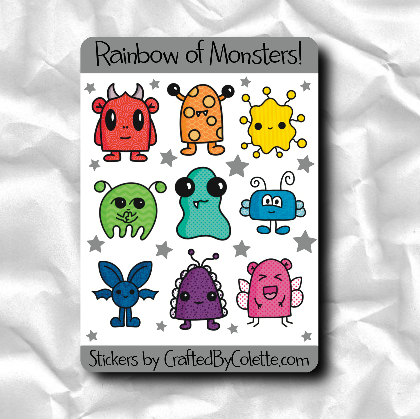 Rainbow of Monsters Sticker Sheet