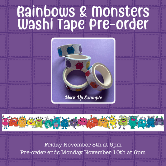 Rainbow Monsters Washi Tape PRE-ORDER