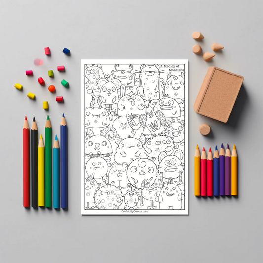 A Medley of Monsters Colouring Page