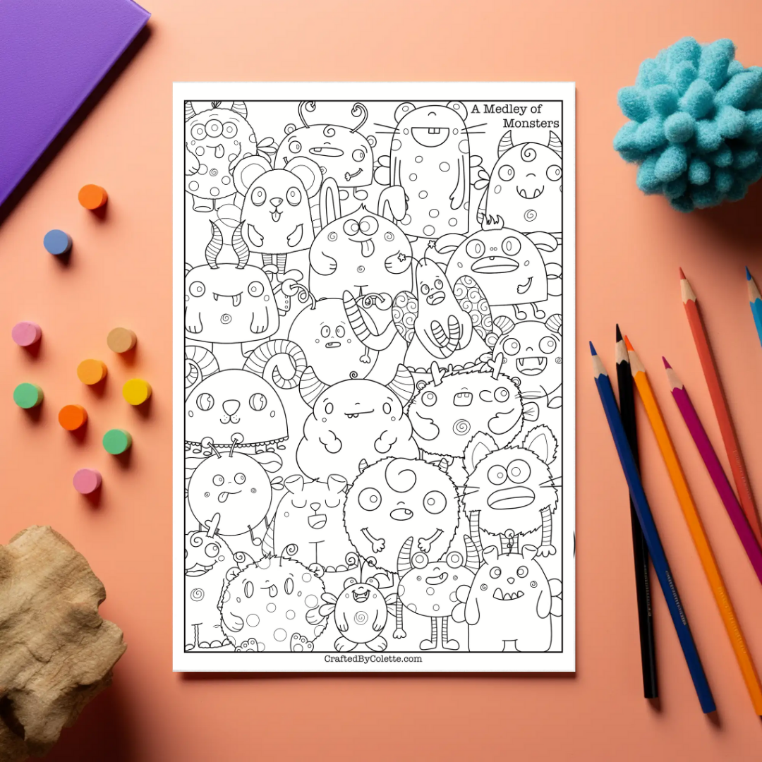 A Medley of Monsters Colouring Page