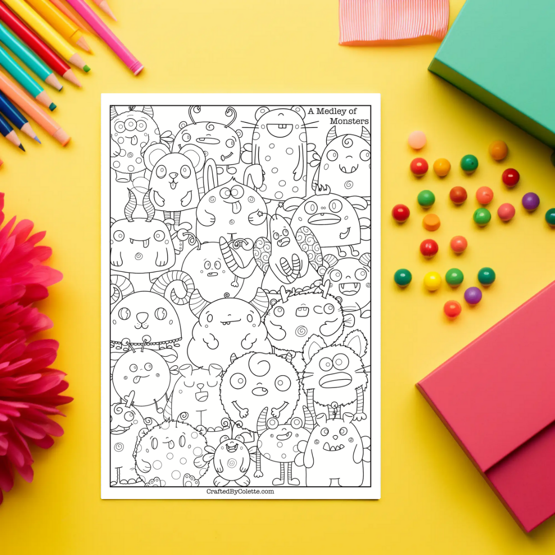 A Medley of Monsters Colouring Page